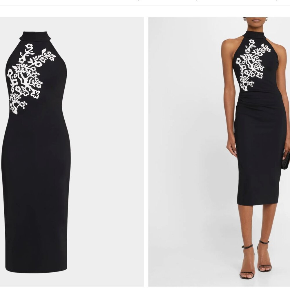 NWT- Made in Italy-Chiara Boni La Petite Robe Kety Mock-Neck Midi Sheath Dress